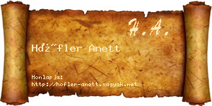 Höfler Anett névjegykártya