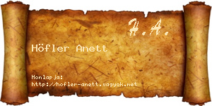 Höfler Anett névjegykártya